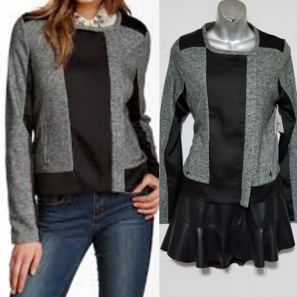 NORDSTROM RACK Gray and Black moto Jacket - Picture 3 of 12
